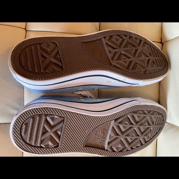 Ladies Blue Shimmer Converse - Picture 4 of 5